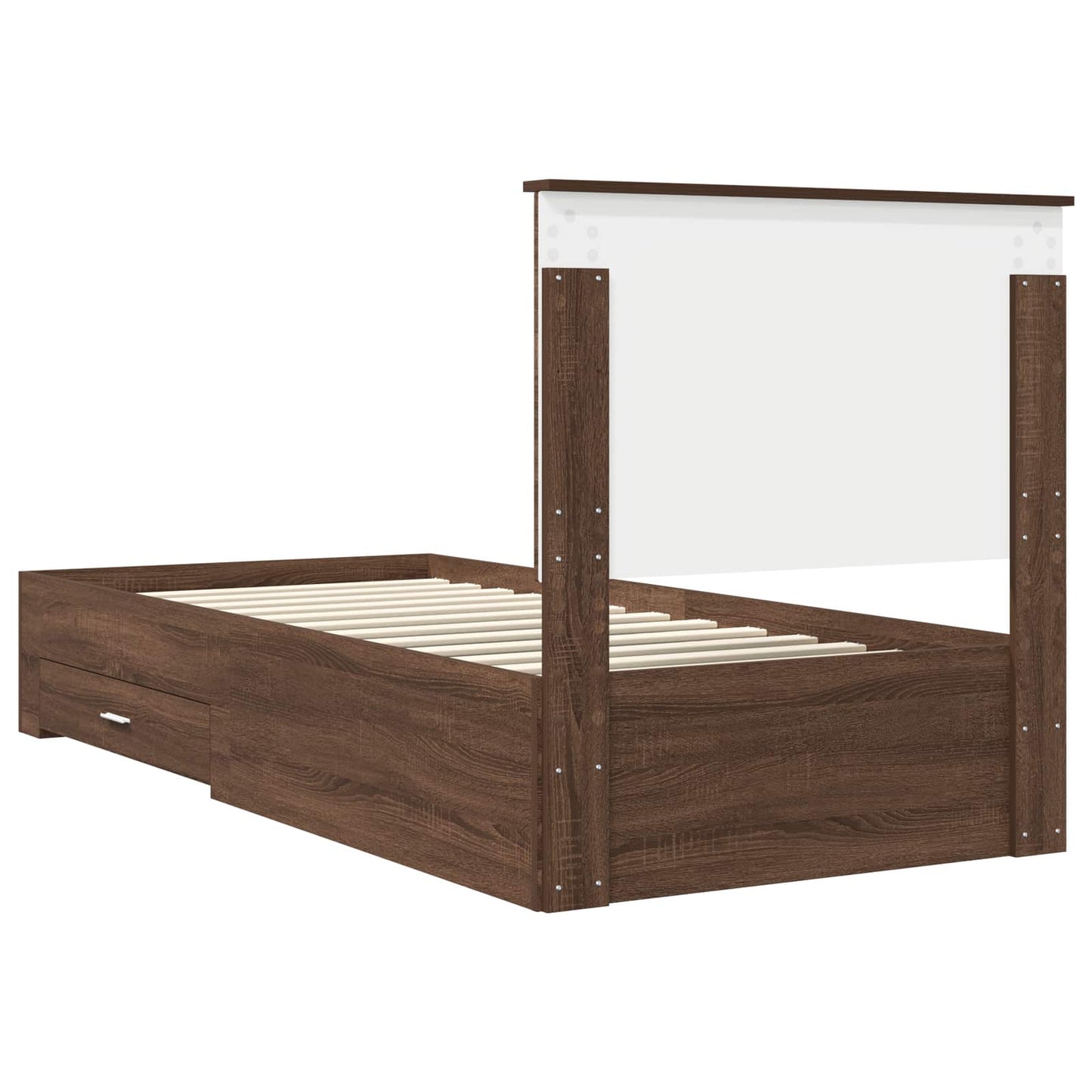 Bed Frame Brown Oak and Silver 75 x 190 cm Engineered Wood