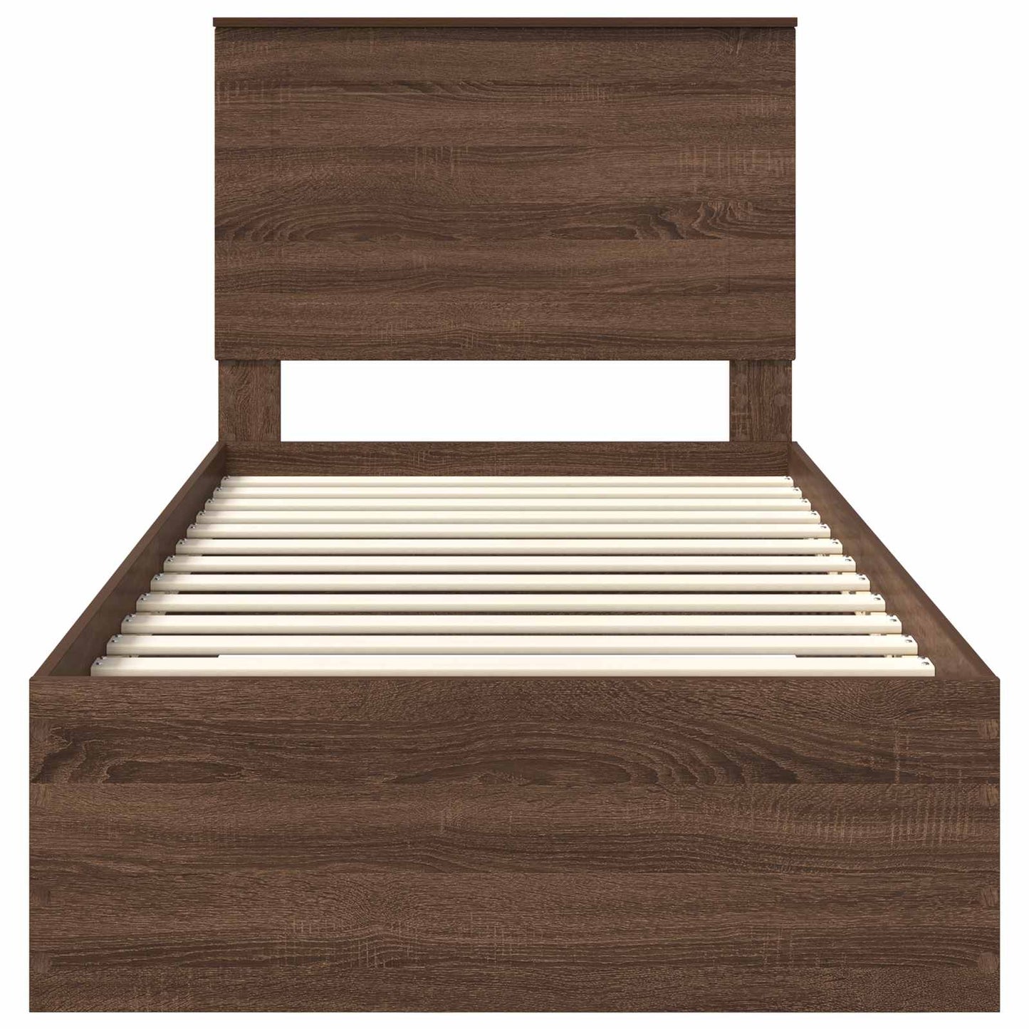 Bed Frame Brown Oak and Silver 75 x 190 cm Engineered Wood