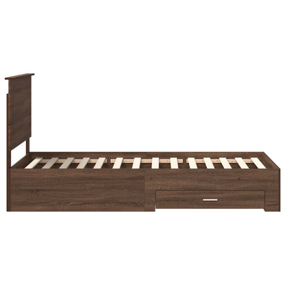 Bed Frame Brown Oak and Silver 75 x 190 cm Engineered Wood