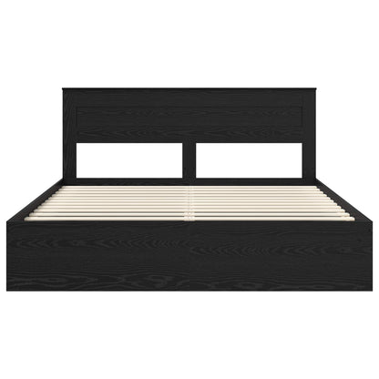 Bed Frame with Headboard Black 200 x 200 cm Solid Pine Wood