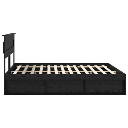 Bed Frame with Headboard Black 200 x 200 cm Solid Pine Wood