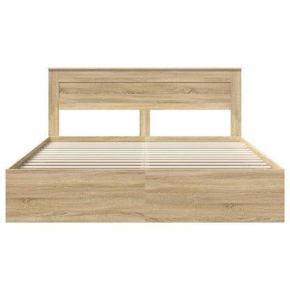 Bed Frame with Headboard Sonoma 200 x 200 cm Solid Pine Wood