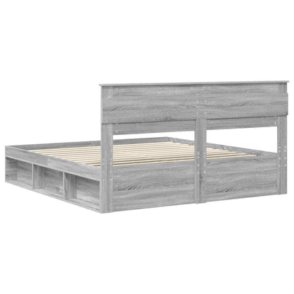 Bed Frame Grey Sonoma 200 x 200 cm Solid Pine Wood