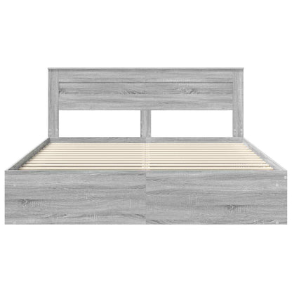 Bed Frame Grey Sonoma 200 x 200 cm Solid Pine Wood