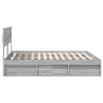 Bed Frame Grey Sonoma 200 x 200 cm Solid Pine Wood