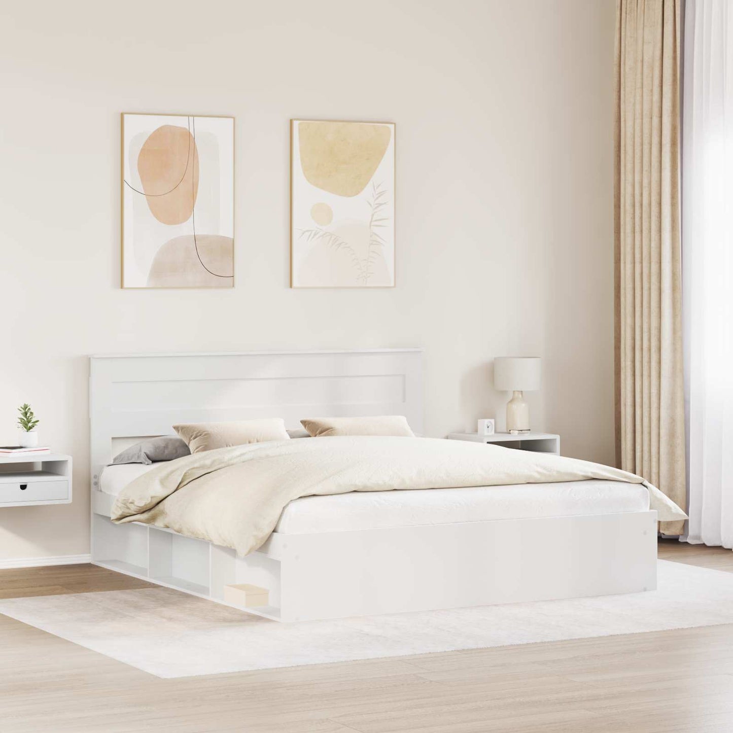 Bed Frame with Headboard White 180 x 200 cm Solid Pine Wood