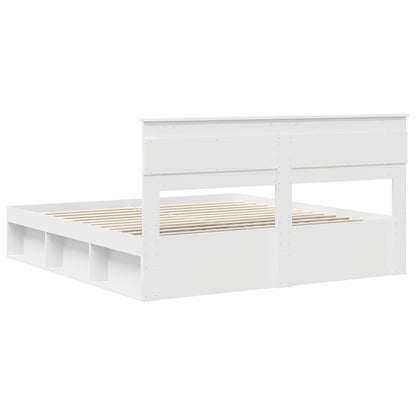 Bed Frame with Headboard White 180 x 200 cm Solid Pine Wood