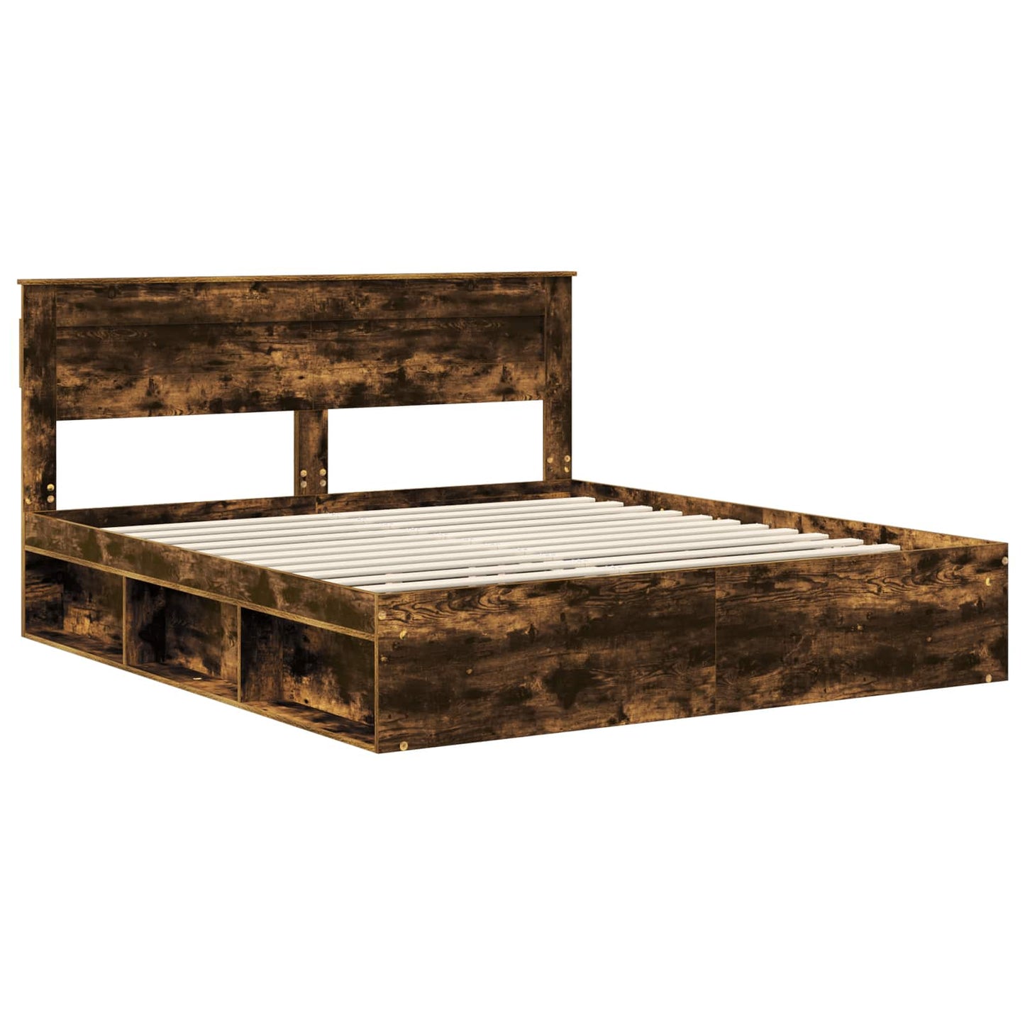 Bed Frame Smoked Oak 180 x 200 cm Solid Pine Wood