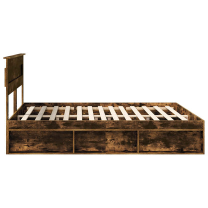 Bed Frame Smoked Oak 180 x 200 cm Solid Pine Wood