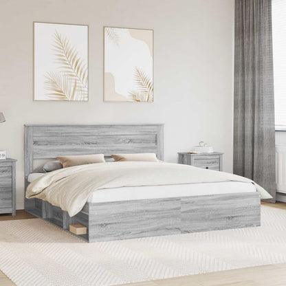 Bed Frame Grey Sonoma 180 x 200 cm Solid Pine Wood