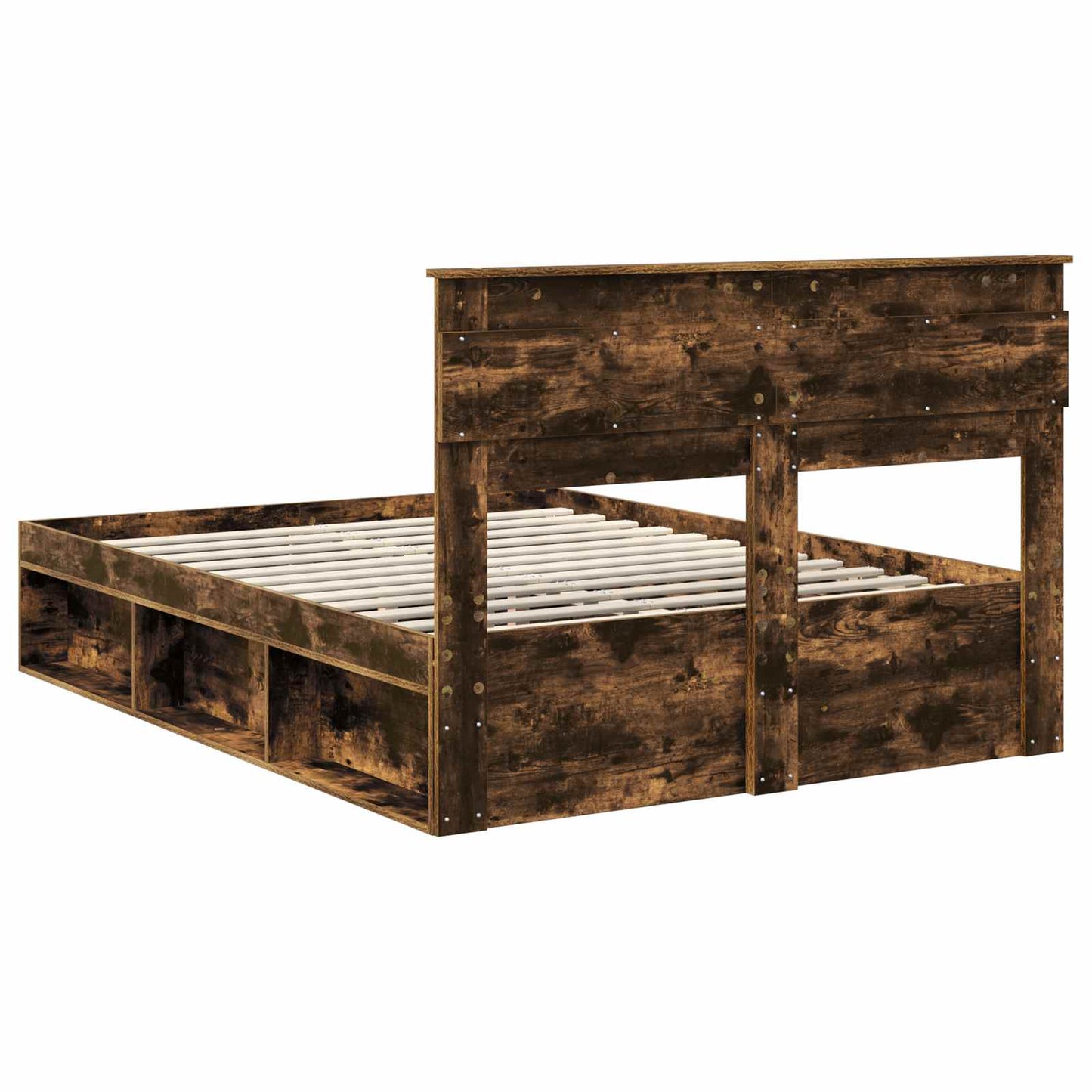 Bed Frame Smoked Oak 160 x 200 cm Solid Pine Wood