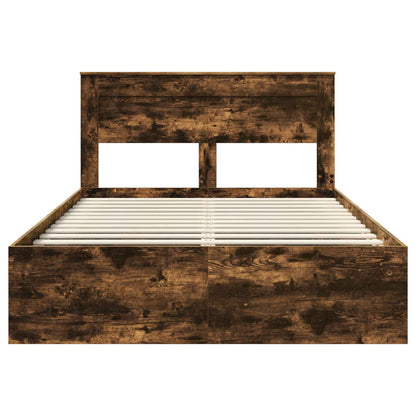 Bed Frame Smoked Oak 160 x 200 cm Solid Pine Wood