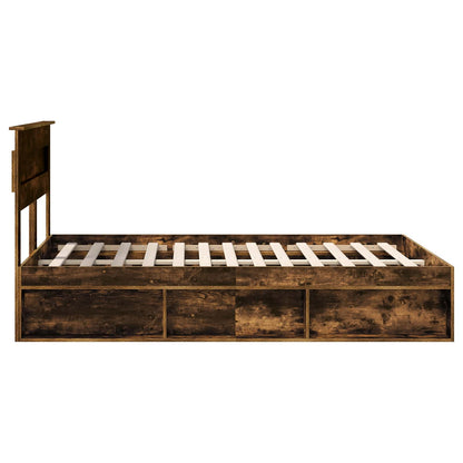 Bed Frame Smoked Oak 160 x 200 cm Solid Pine Wood