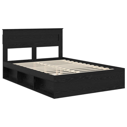 Bed Frame with Headboard Black 150 x 200 cm Solid Pine Wood