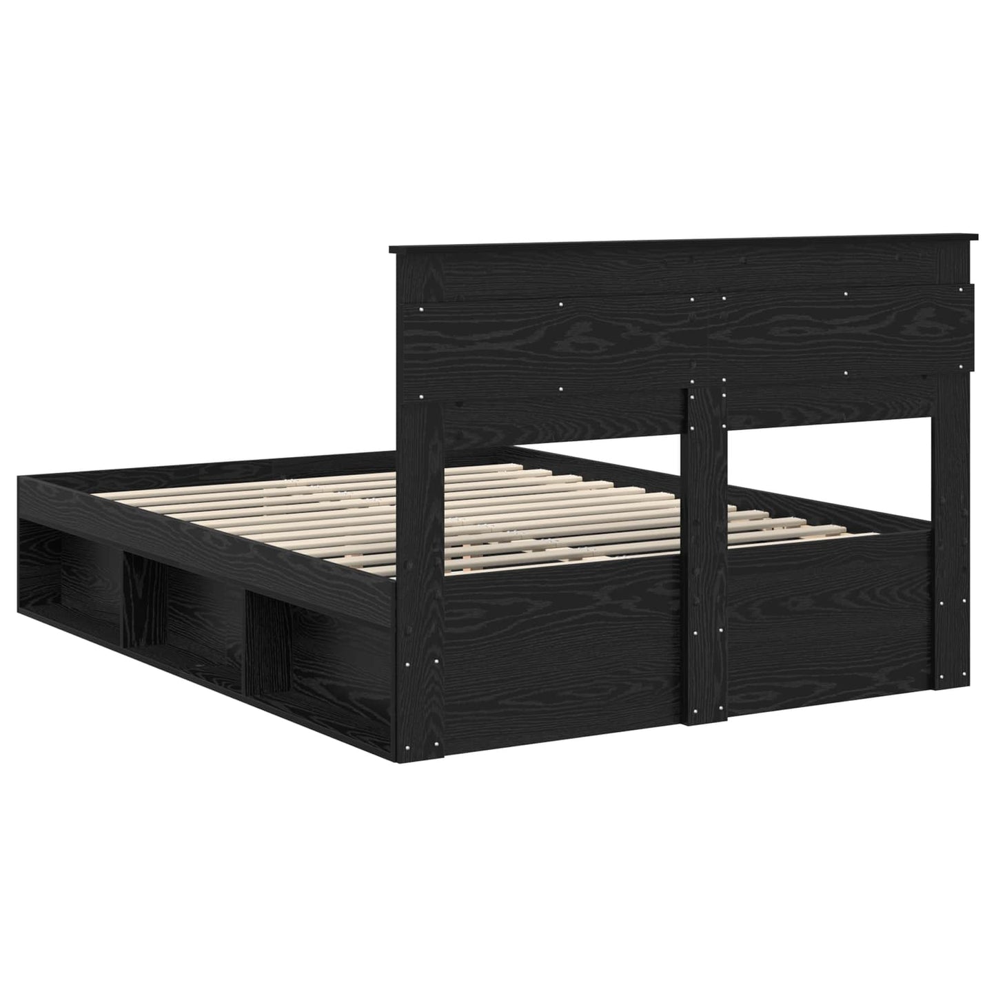 Bed Frame with Headboard Black 150 x 200 cm Solid Pine Wood