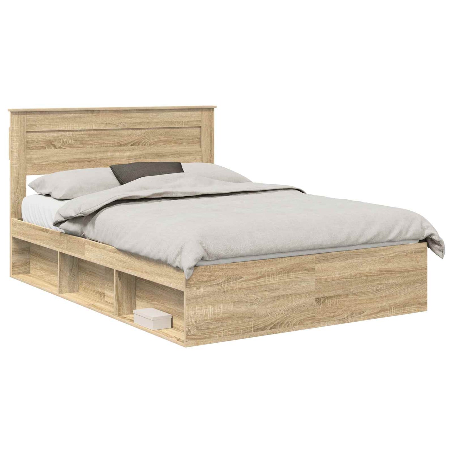 Bed Frame with Mattress Sonoma Oak 150 x 200 cm Solid Pine Wood