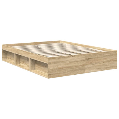 Bed Frame with Mattress Sonoma Oak 150 x 200 cm Solid Pine Wood