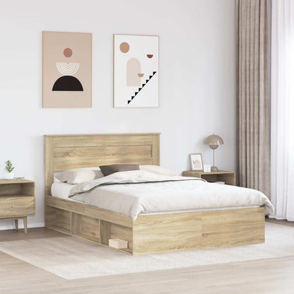 Bed Frame with Headboard Sonoma 140 x 190 cm Solid Pine Wood