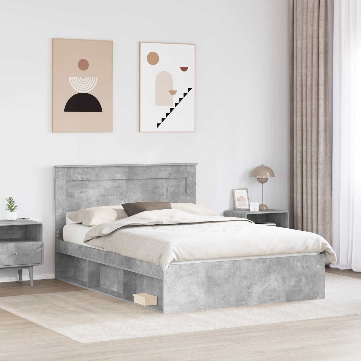 Bed Frame with Headboard Concerte 140 x 190 cm Solid Pine Wood