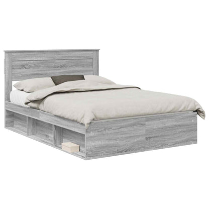 Bed Frame with Storage Grey Sonoma 140 x 190 cm Solid Pine Wood