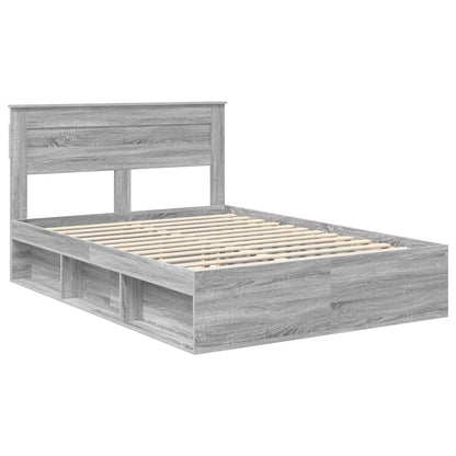 Bed Frame with Storage Grey Sonoma 140 x 190 cm Solid Pine Wood
