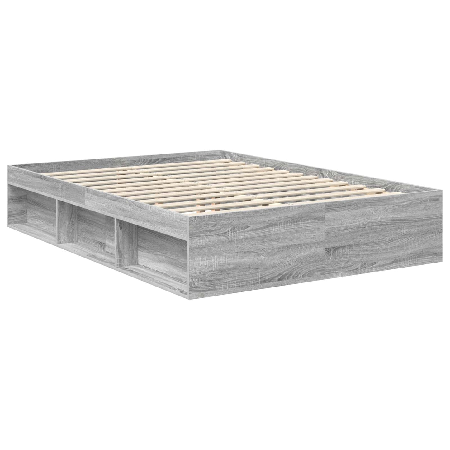 Bed Frame with Storage Grey Sonoma 140 x 190 cm Solid Pine Wood