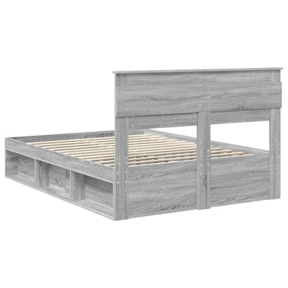 Bed Frame with Storage Grey Sonoma 140 x 190 cm Solid Pine Wood