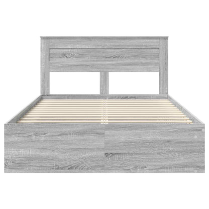 Bed Frame with Storage Grey Sonoma 140 x 190 cm Solid Pine Wood