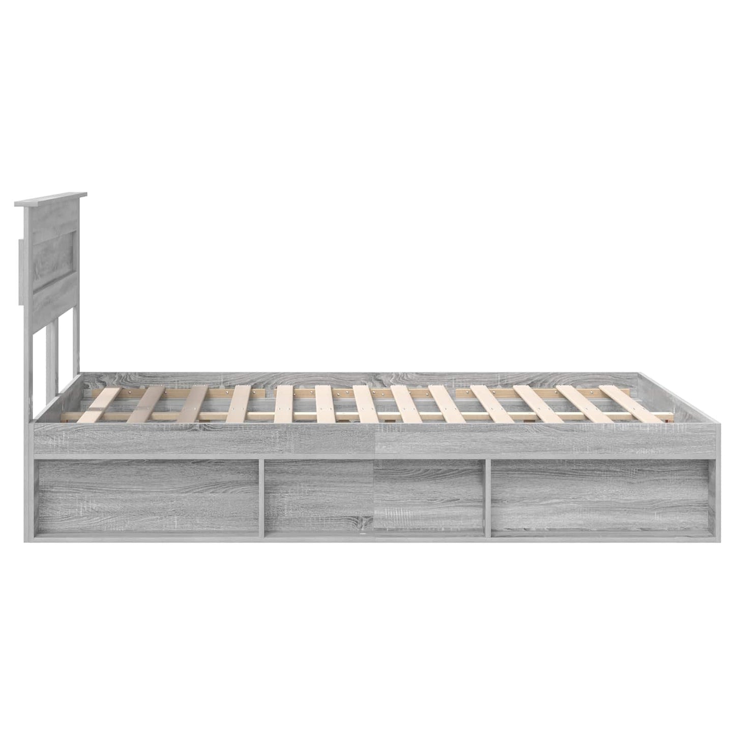 Bed Frame with Storage Grey Sonoma 140 x 190 cm Solid Pine Wood