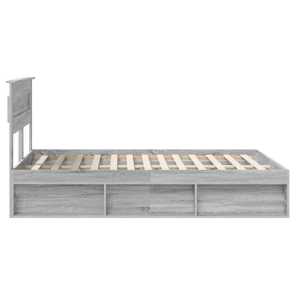 Bed Frame with Storage Grey Sonoma 140 x 190 cm Solid Pine Wood
