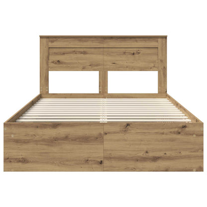 Bed Frame Artisian Oak 140 x 190 cm Solid Pine Wood