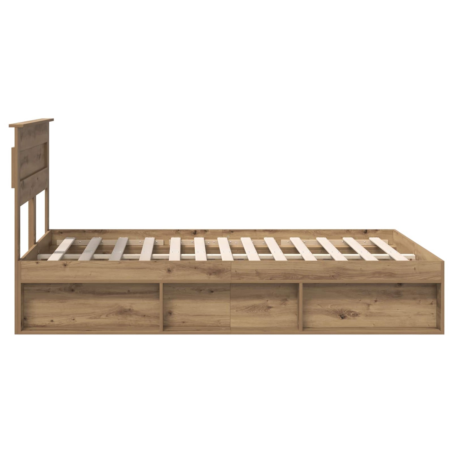 Bed Frame Artisian Oak 140 x 190 cm Solid Pine Wood