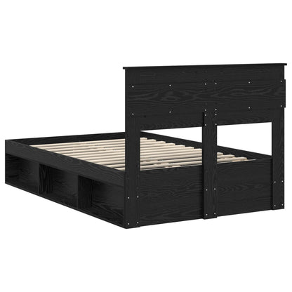Bed Frame with Headboard Black 135 x 190 cm Solid Pine Wood