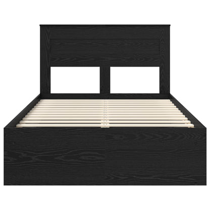 Bed Frame with Headboard Black 135 x 190 cm Solid Pine Wood