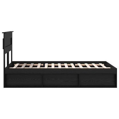 Bed Frame with Headboard Black 135 x 190 cm Solid Pine Wood