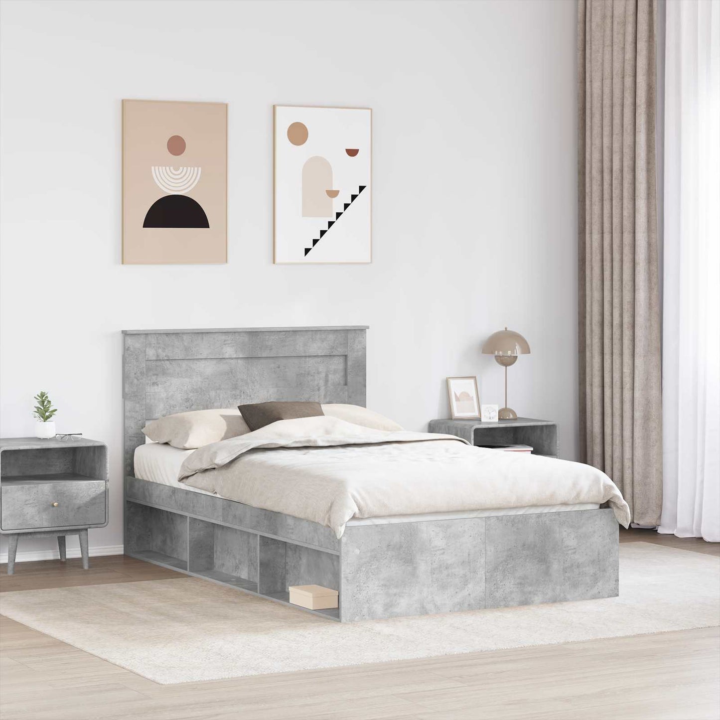 Bed Frame Concerte Grey 135 x 190 cm Solid Pine Wood