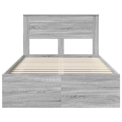Bed Frame with Storage Grey Sonoma 135 x 190 cm Solid Pine Wood