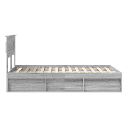 Bed Frame with Storage Grey Sonoma 135 x 190 cm Solid Pine Wood