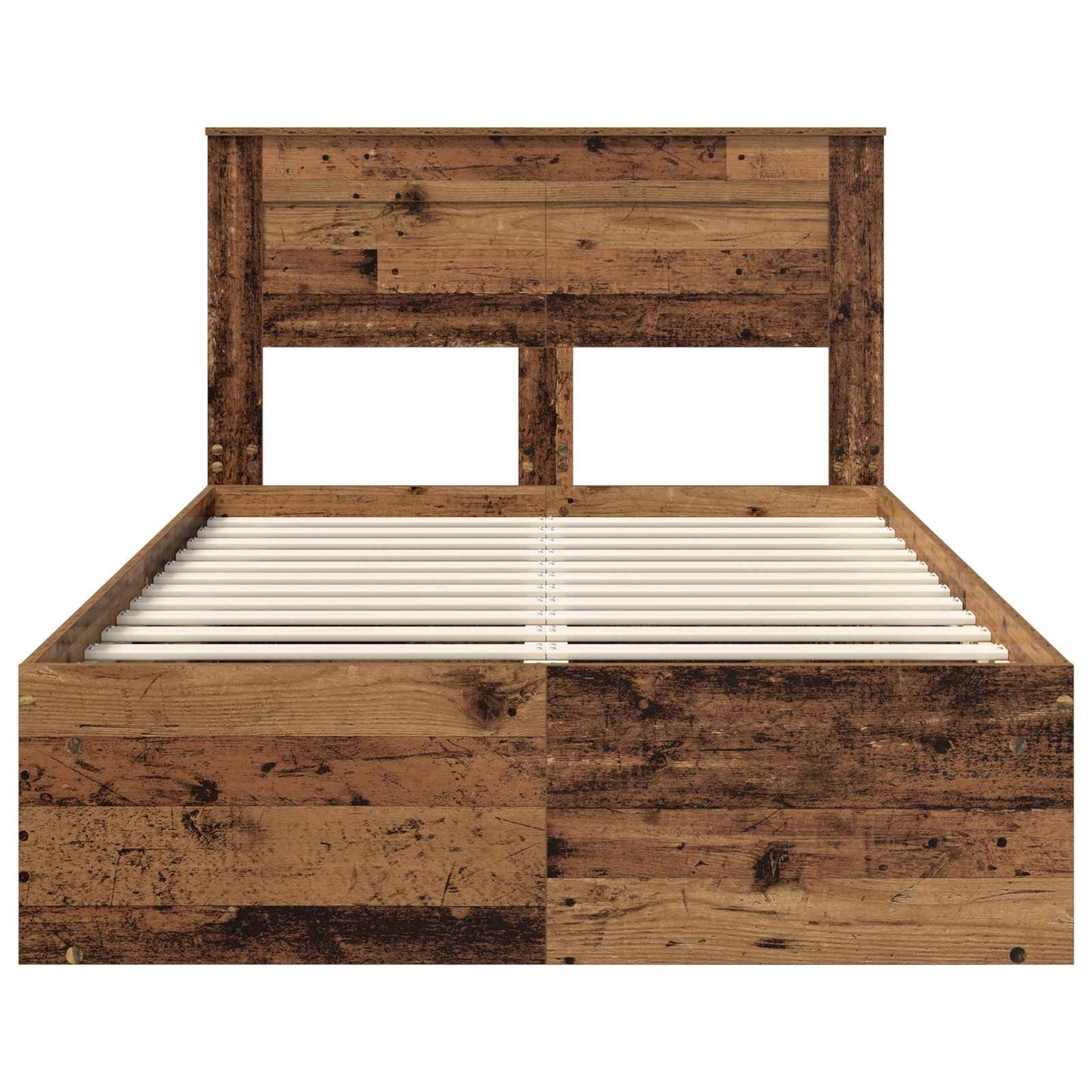 Bed Frame with Headboard Old Wood 135 x 190 cm Solid Pine Wood