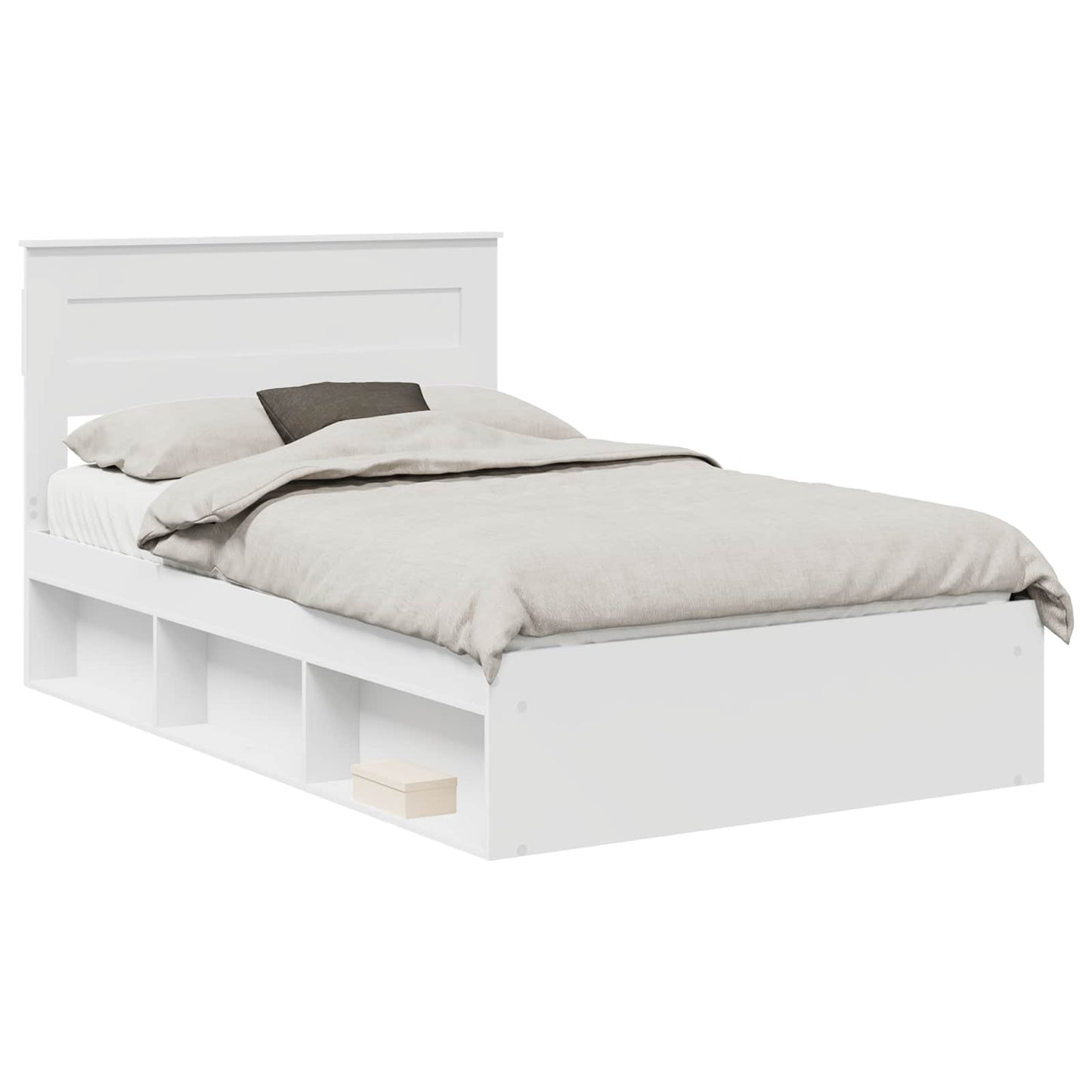 Bed Frame with Headboard White 120 x 190 cm Solid Pine Wood