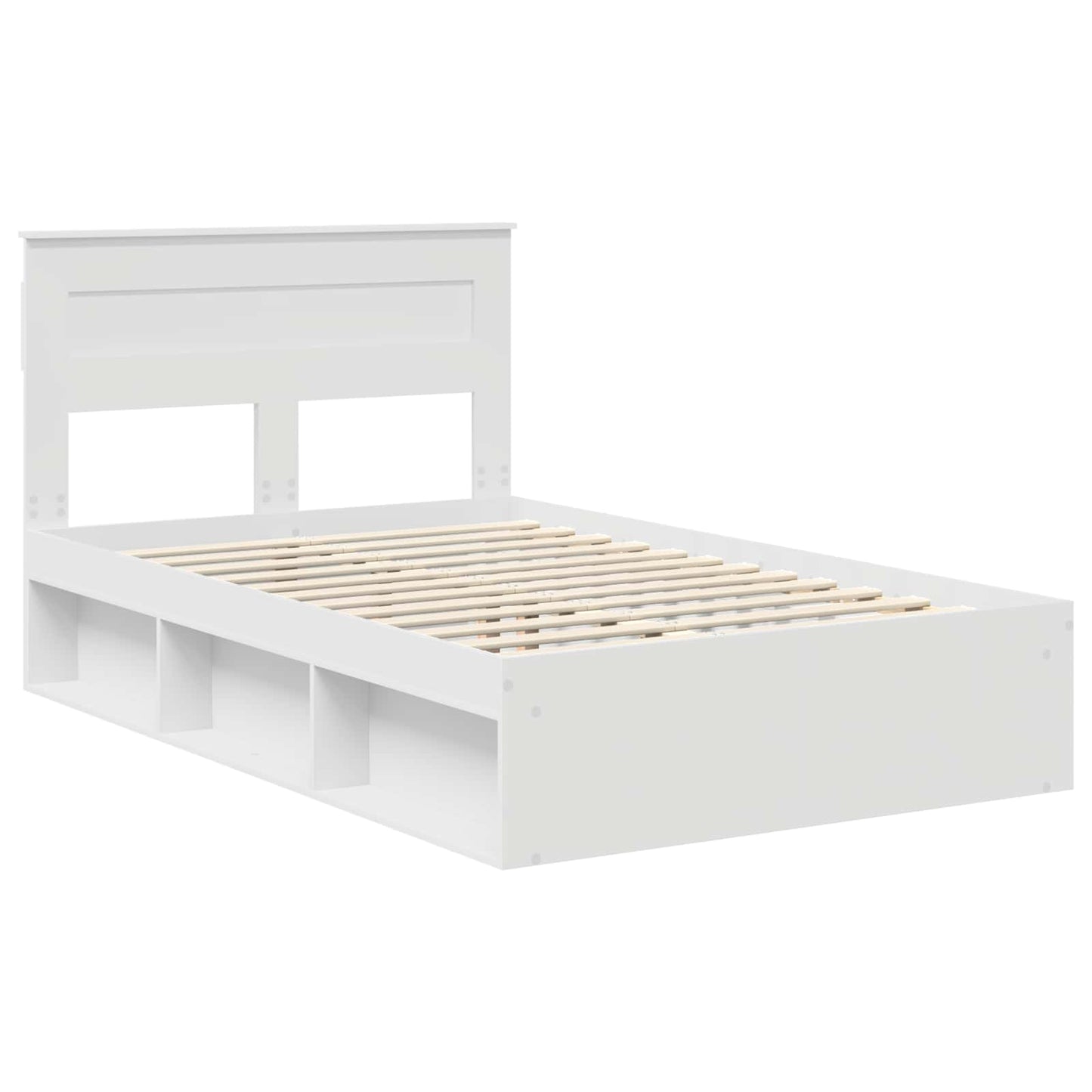 Bed Frame with Headboard White 120 x 190 cm Solid Pine Wood