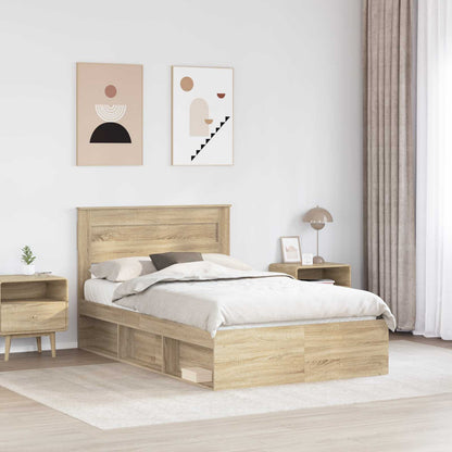 Bed Frame with Headboard Sonoma 120 x 190 cm Solid Pine Wood
