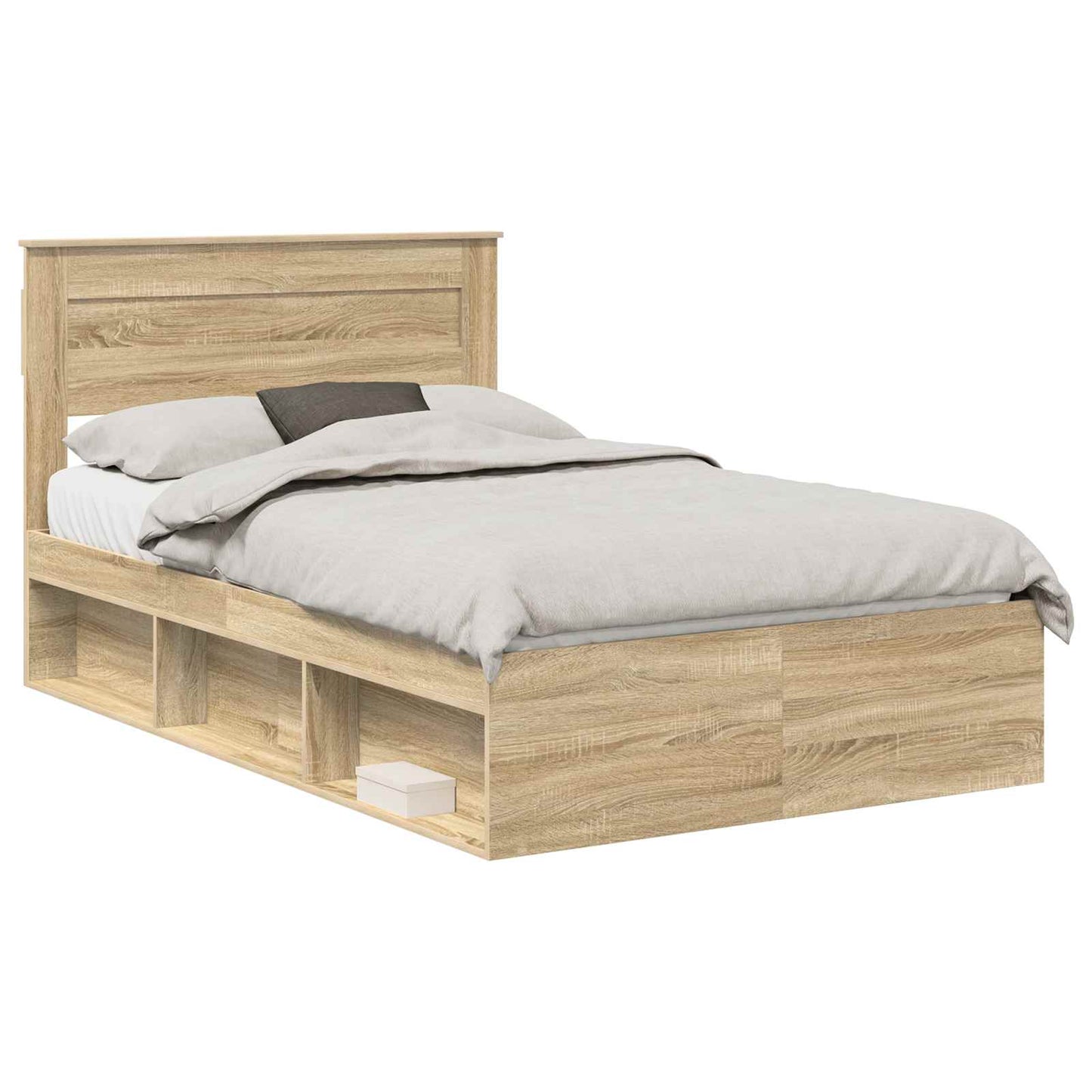 Bed Frame with Headboard Sonoma 120 x 190 cm Solid Pine Wood