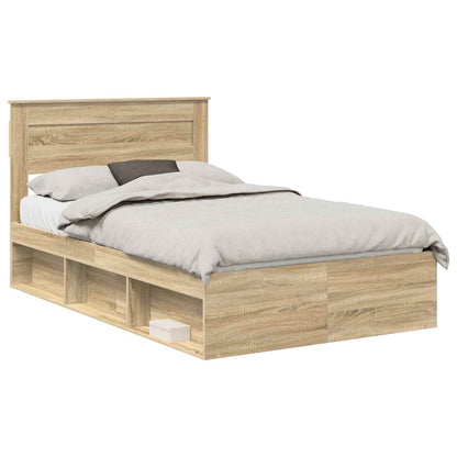Bed Frame with Headboard Sonoma 120 x 190 cm Solid Pine Wood