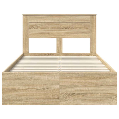 Bed Frame with Headboard Sonoma 120 x 190 cm Solid Pine Wood