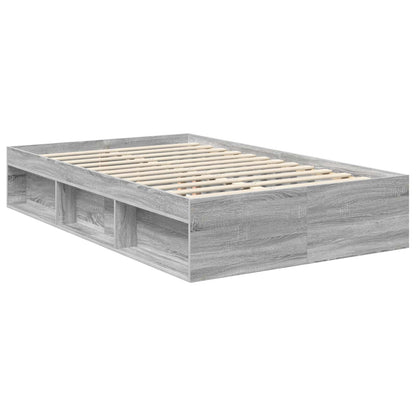 Bed Frame with Storage Grey Sonoma 120 x 190 cm Solid Pine Wood