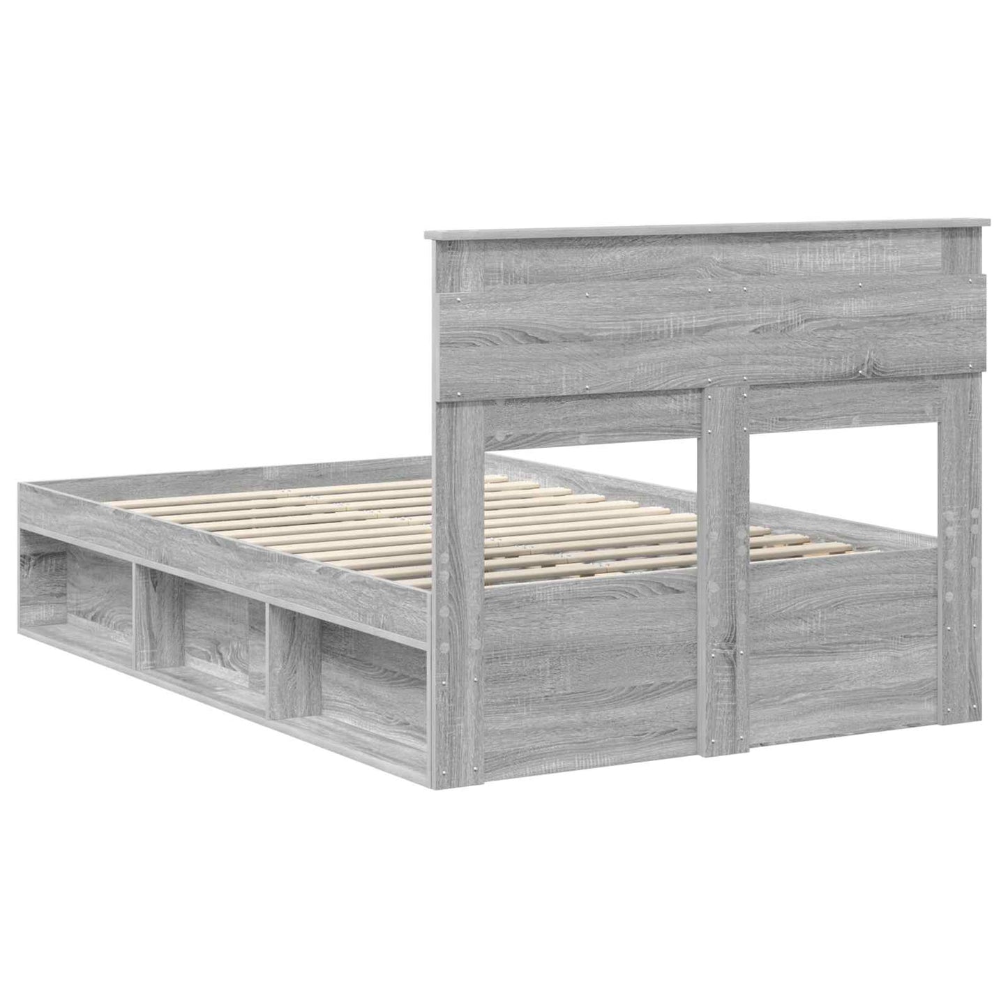 Bed Frame with Storage Grey Sonoma 120 x 190 cm Solid Pine Wood