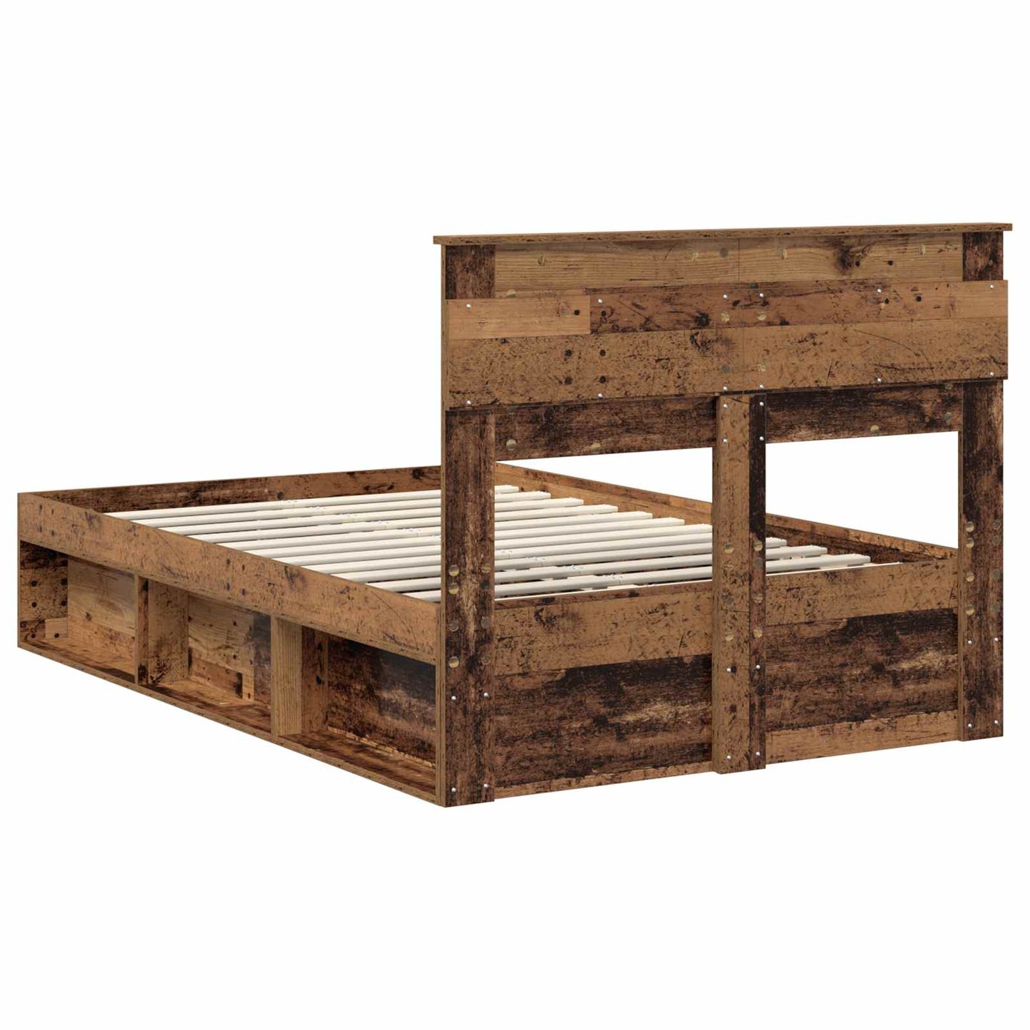 Bed Frame with Headboard Old Wood 120 x 190 cm Solid Pine Wood
