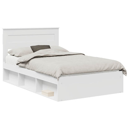 Bed Frame with Headboard White 120 x 200 cm Solid Pine Wood