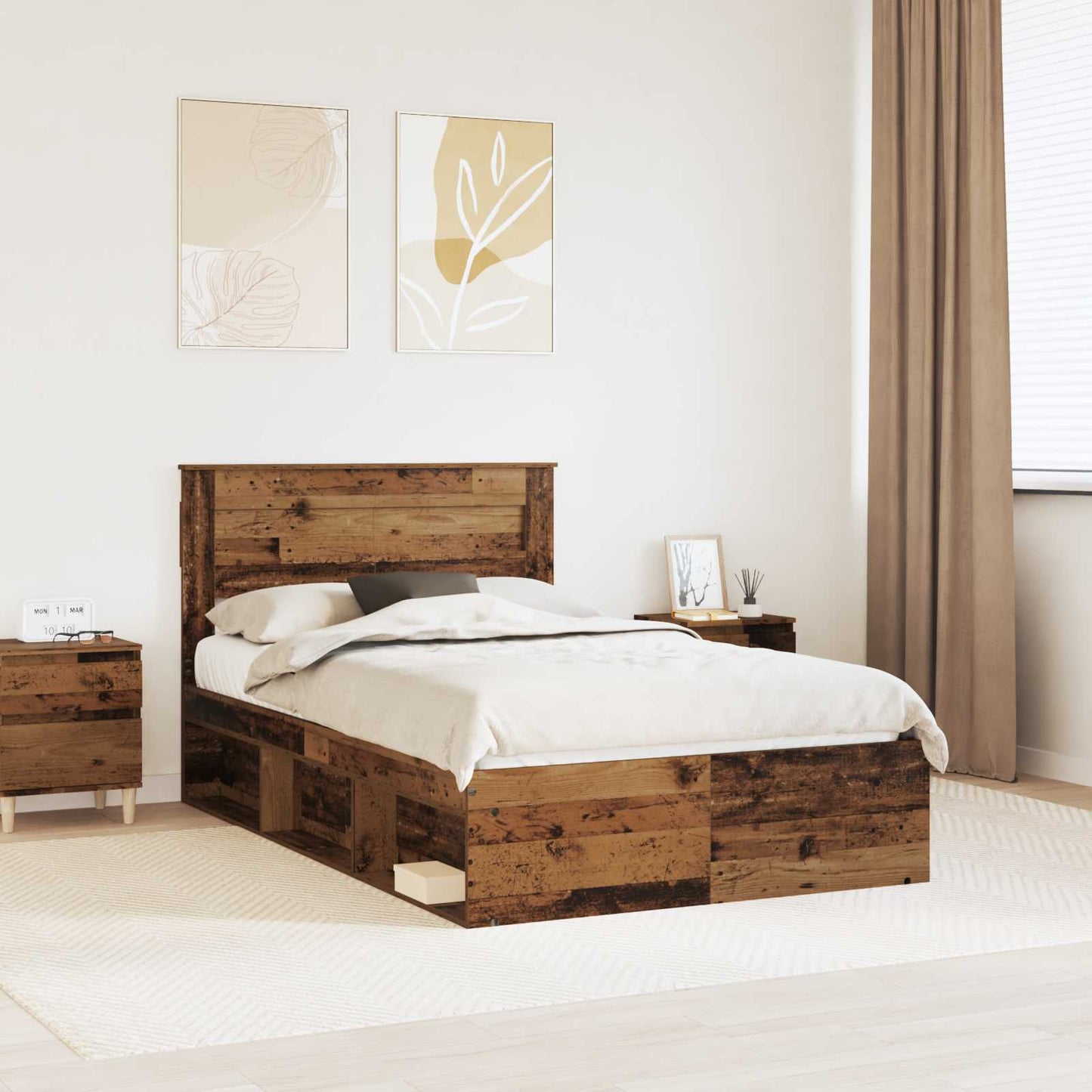 Bed Frame with Headboard Old Wood 120 x 200 cm Solid Pine Wood